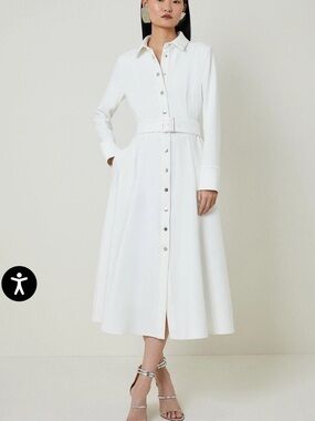 Karen Millen Tailored Compact Stretch Belted Shirt Dress